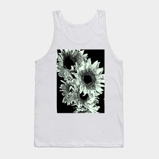 Sunflowers in Black and White Tank Top